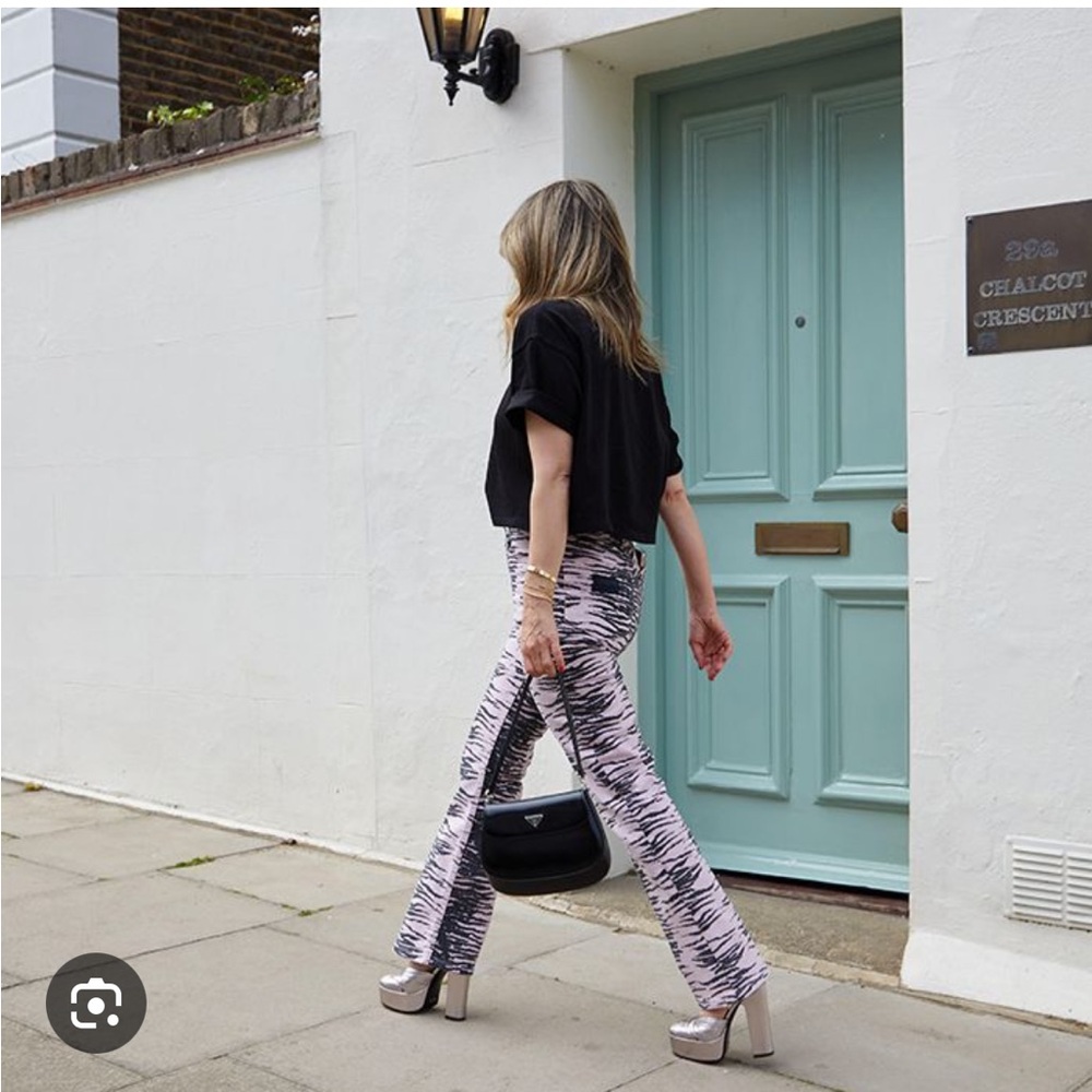 New Ganni Lilac Pink and Black Zebra Print Jeans